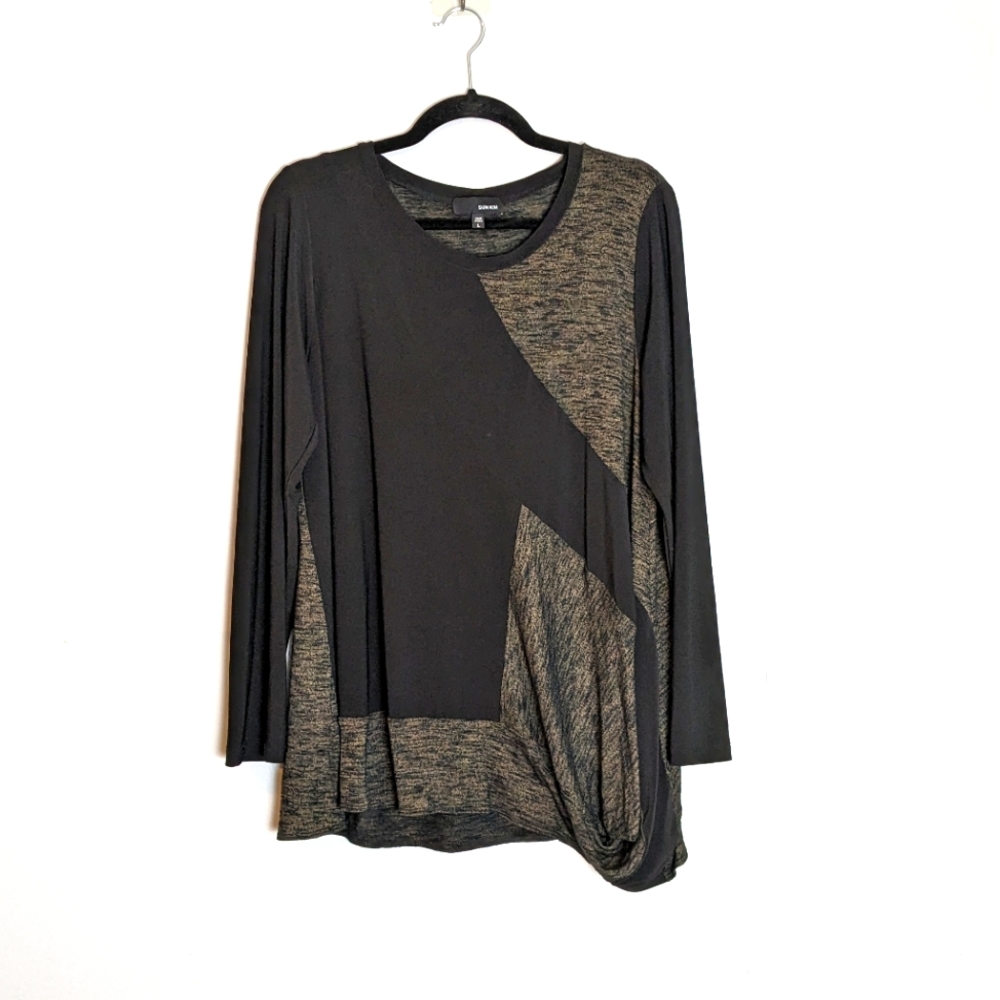 Sun Kim Asymmetrical Long Sleeve Top Size L Lagenlook